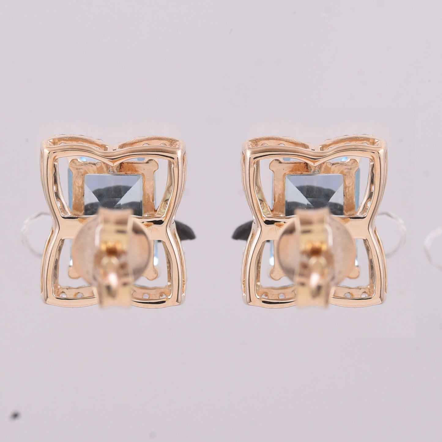 2.59 Ct Octagon Blue Topaz 9K Gold Earrings