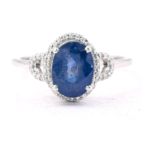 2.77 Ct Oval Mixed Cut Natural Sapphire 950 Platinum Ring