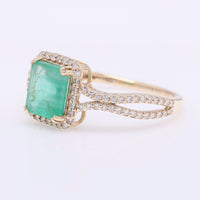 1.46 Ct Octagon Step Cut Natural Emerald 14K Gold Ring