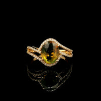 2.54 Ct Oval Mixed Cut Natural Bi-Coloured Sapphire 14K Gold Ring