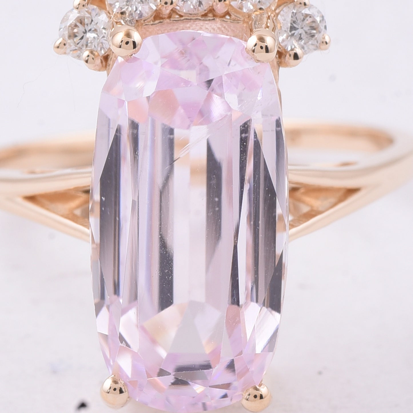 8.48 Ct Cushion Natural Kunzite 14K Gold Ring