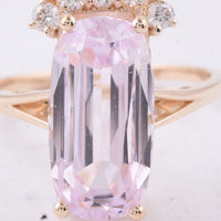 8.48 Ct Cushion Natural Kunzite 14K Gold Ring