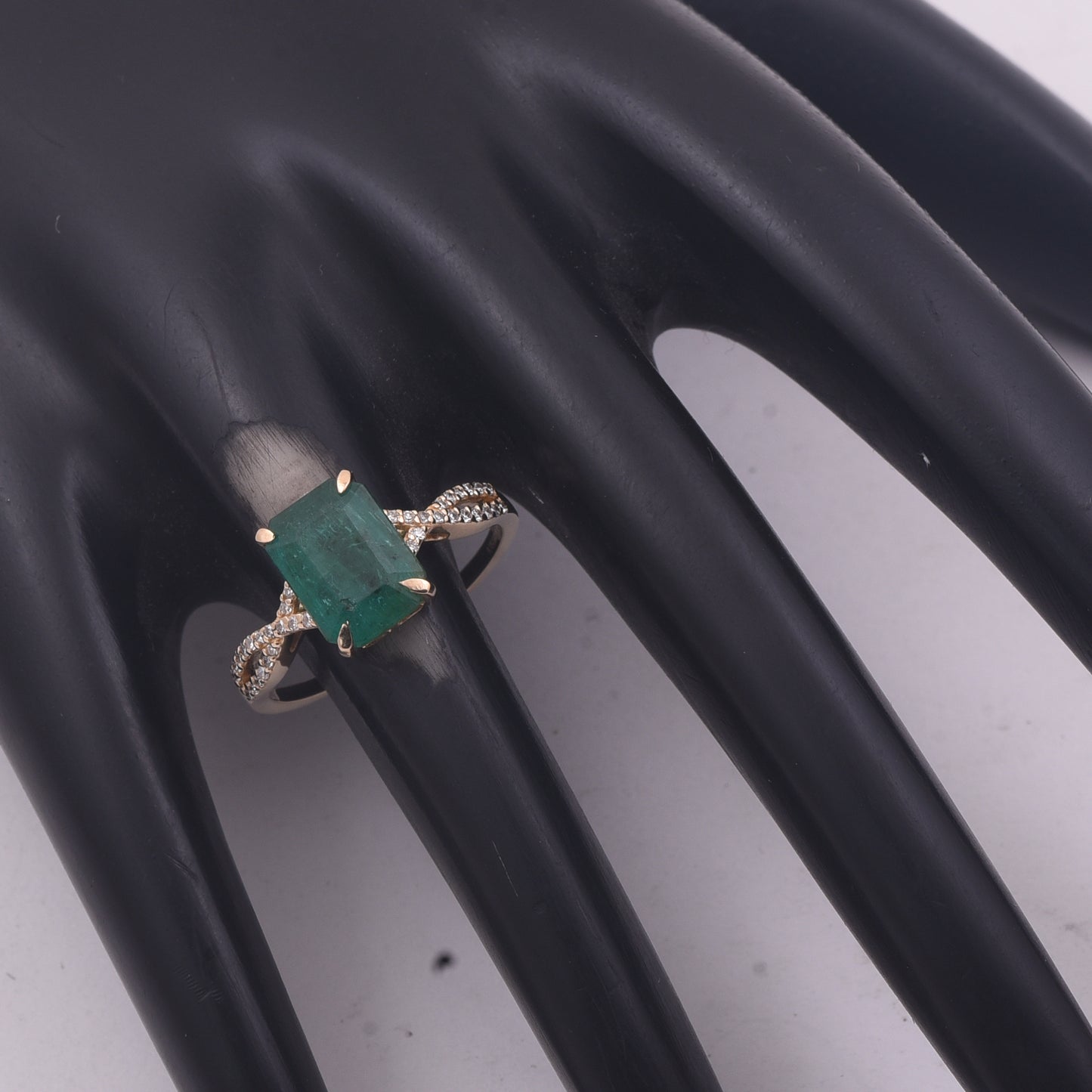 2.29 Ct Octagon Step Cut Natural Emerald 14K Gold Ring