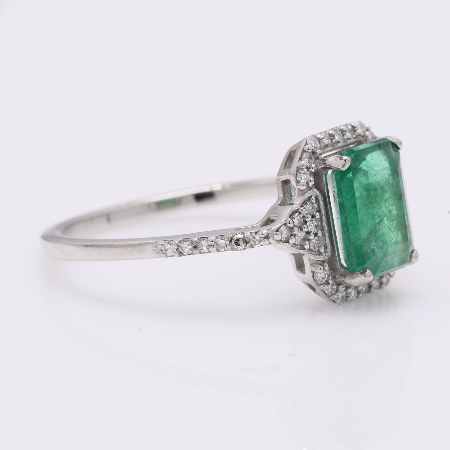 1.39 Ct Octagon Step Cut Natural Emerald 950 Platinum Ring
