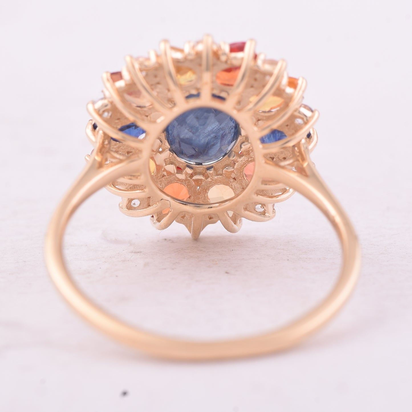 3.79 Ct Oval Mixed Cut Natural Sapphire 14K Gold Ring