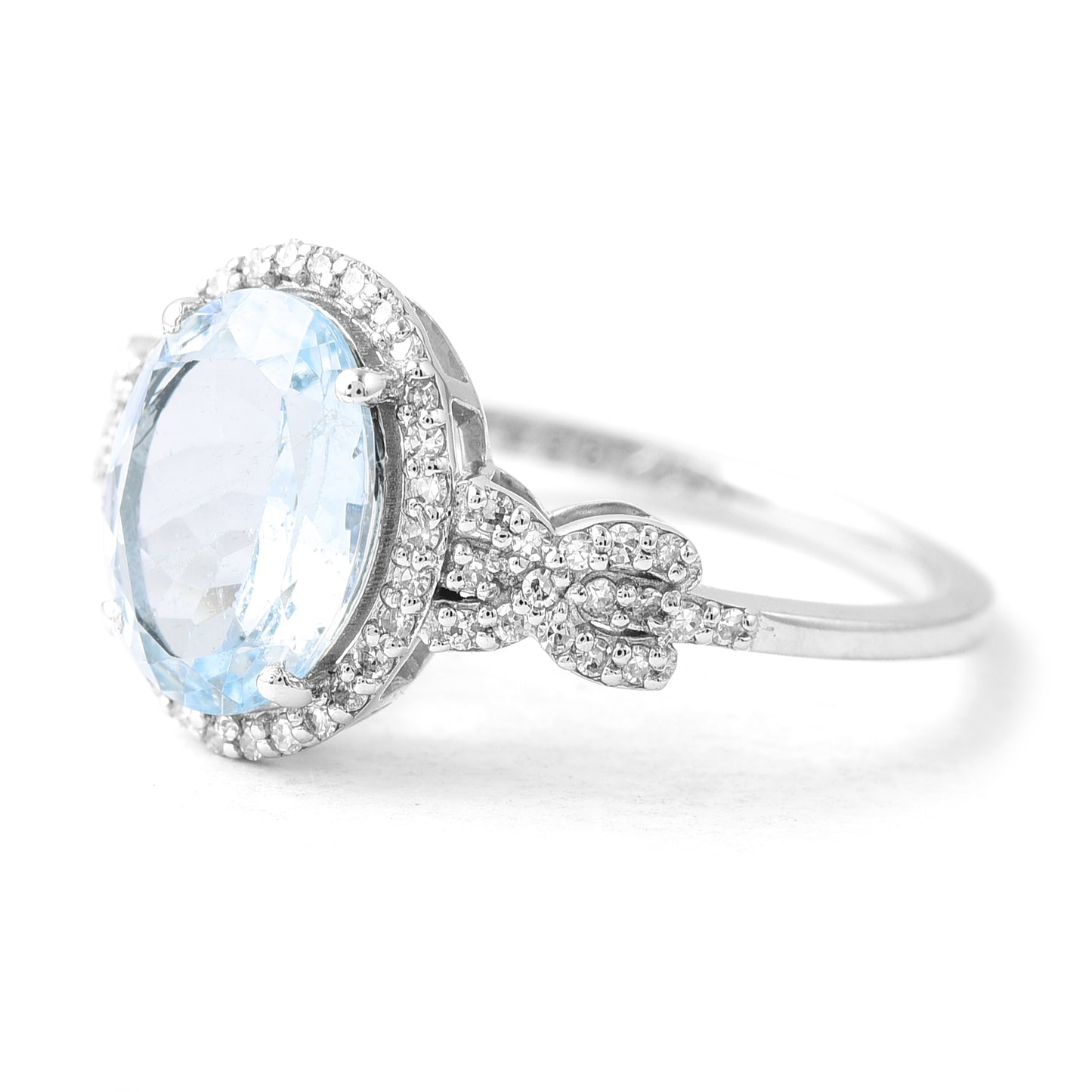 3.10 Ct Oval Mixed Cut Natural Aquamarine 950 Platinum Ring