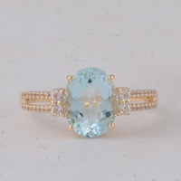2.38 Ct Oval Aquamarine 9K Gold Ring