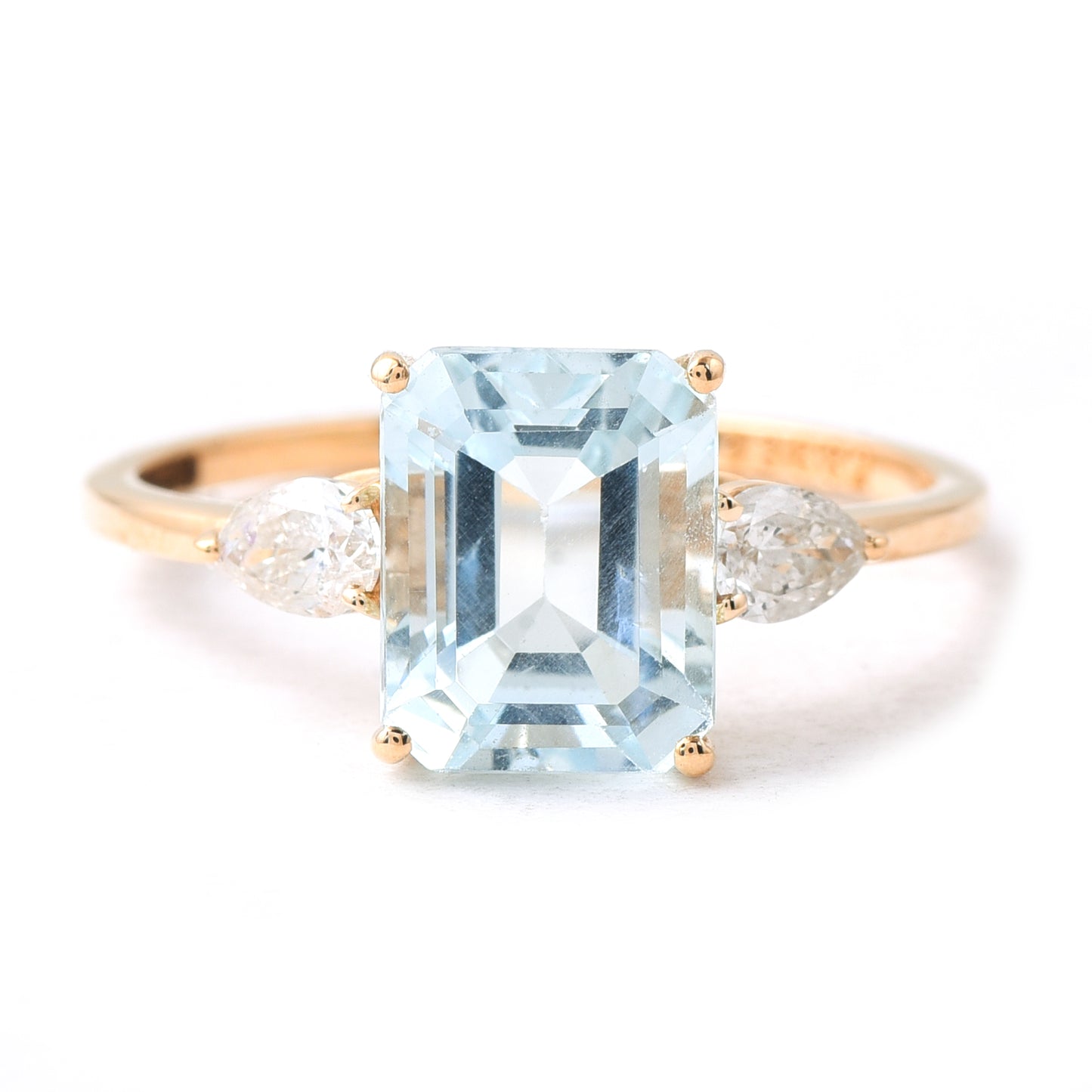 1.49 Ct Octagon Step Cut Natural Aquamarine 14K Gold Ring