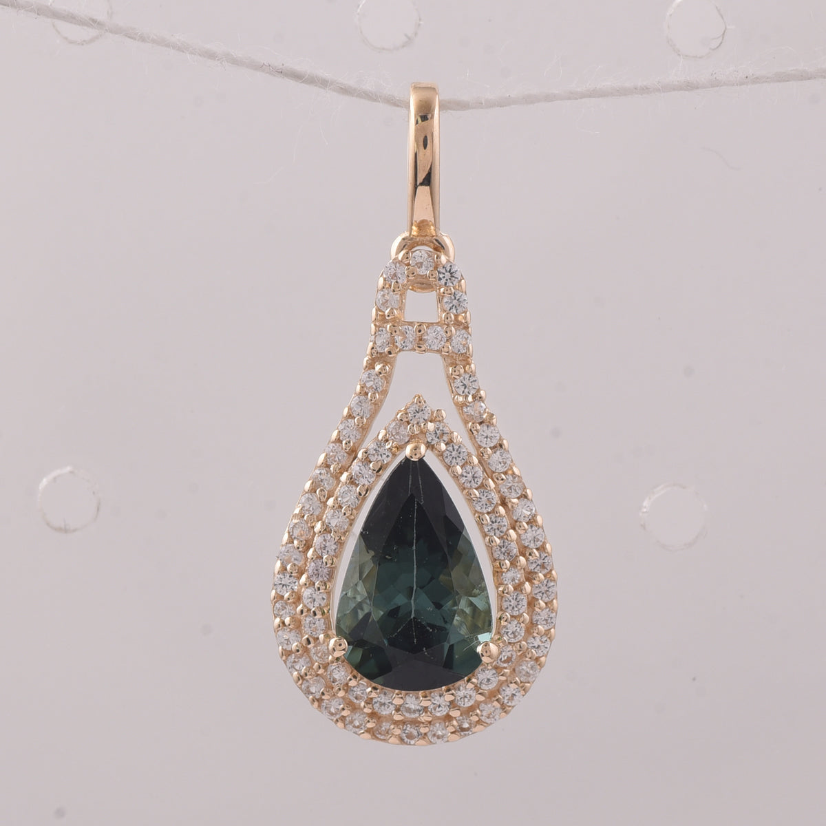 1.43 Ct Pear Tourmaline 9K Gold Pendant