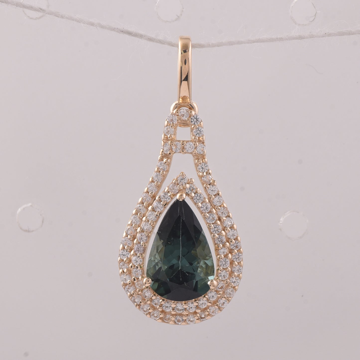 1.43 Ct Pear Tourmaline 9K Gold Pendant