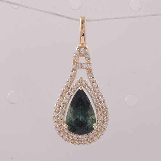 1.43 Ct Pear Tourmaline 9K Gold Pendant
