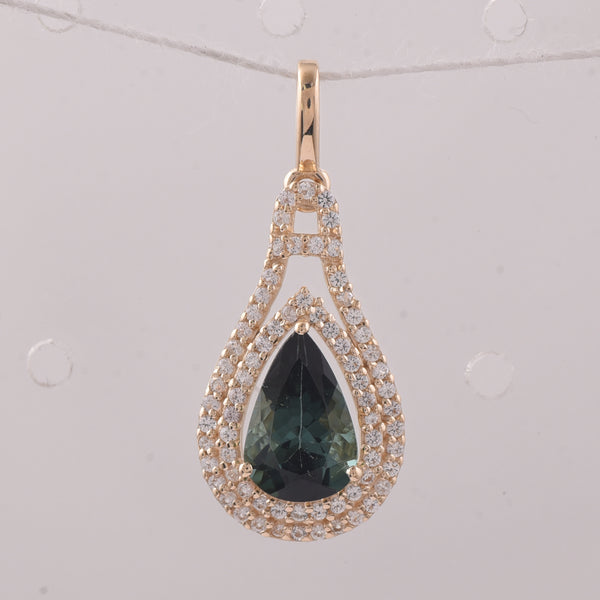 1.43 Ct Pear Tourmaline 9K Gold Pendant