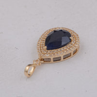 3.35 Ct Pear Sapphire 9K Gold Pendant