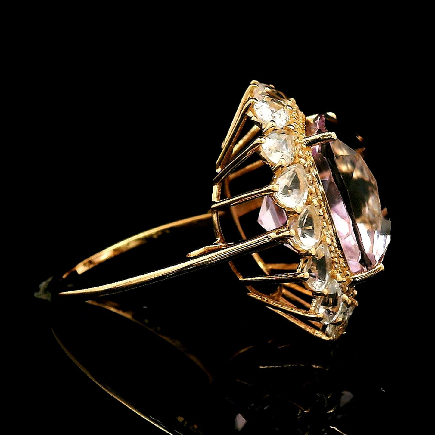 18.33 Ct Cushion Kunzite 14K Gold Ring