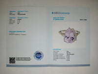 7.42 Ct Pear Natural Kunzite 14K Gold Ring