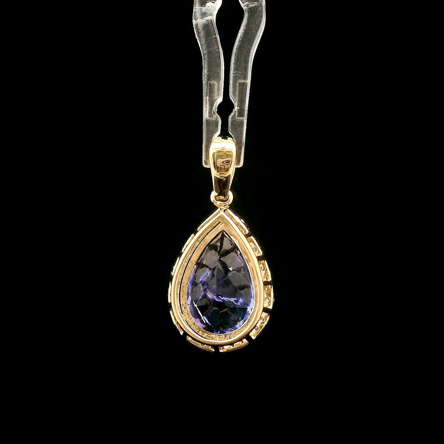 3.47 Ct Pear Mixed Cut Natural Tanzanite 14K Gold Pendant