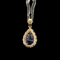 3.47 Ct Pear Mixed Cut Natural Tanzanite 14K Gold Pendant