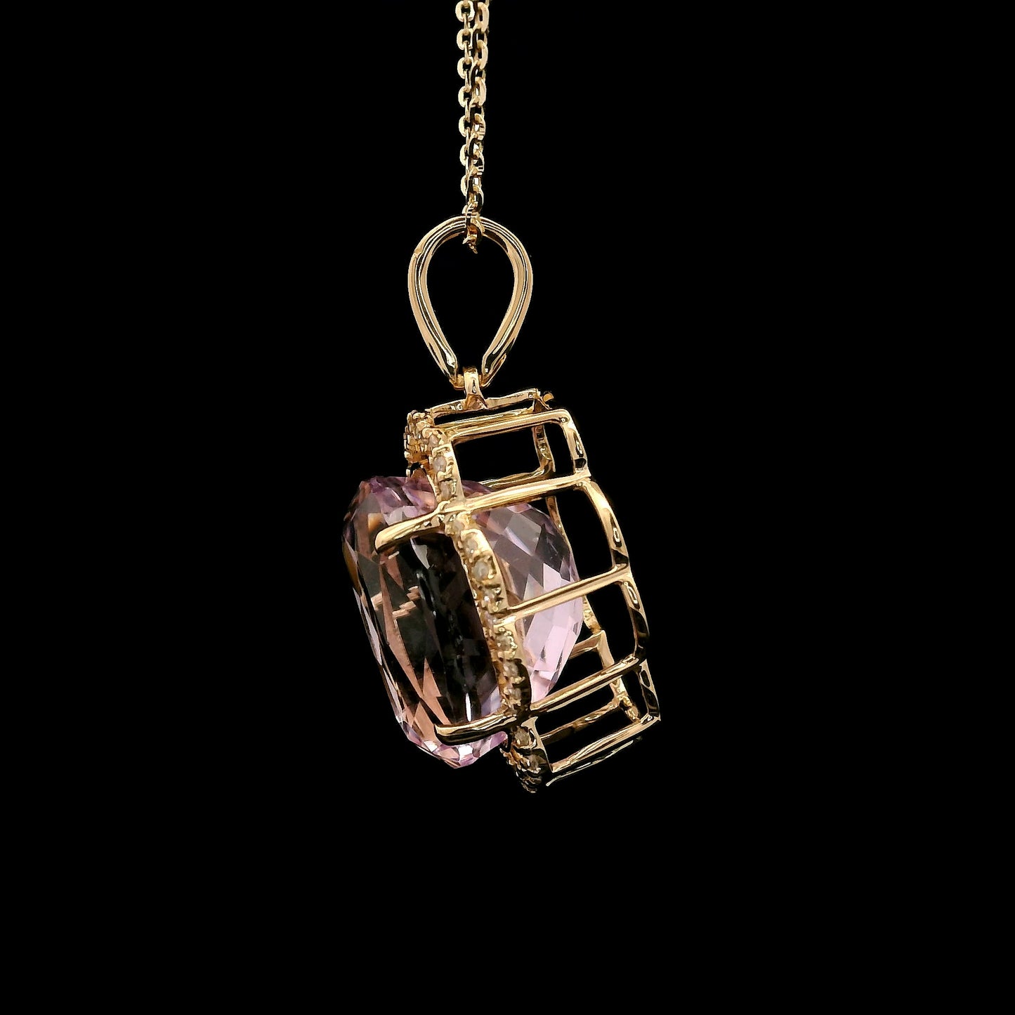 7.92 Ct Oval Kunzite 14K Gold Pendant
