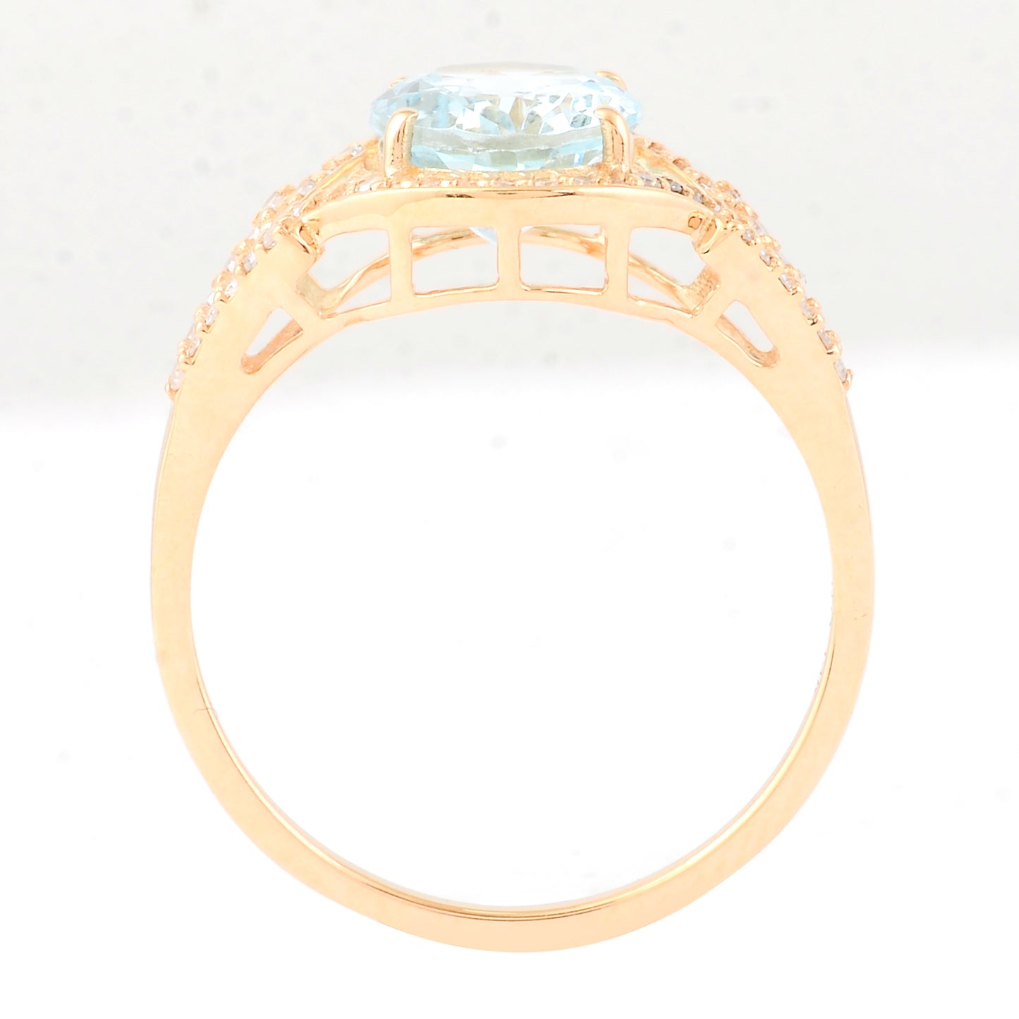 1.82 Ct Oval Mixed Cut Natural Aquamarine 14K Gold Ring