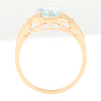 1.82 Ct Oval Mixed Cut Natural Aquamarine 14K Gold Ring