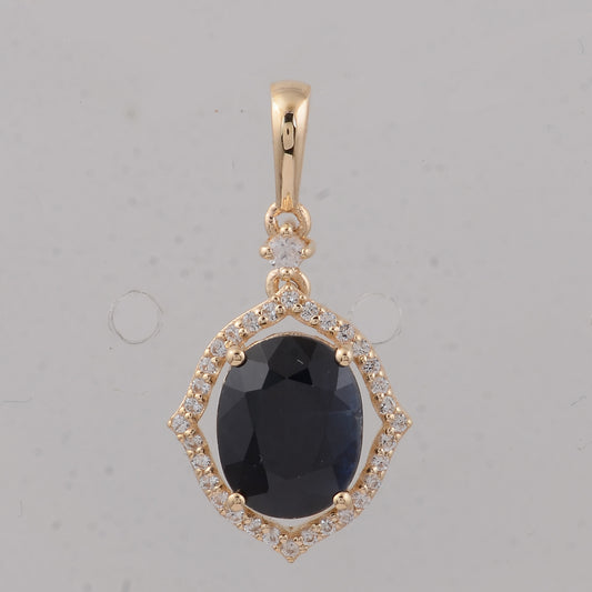 2.80 Ct Oval Sapphire 9K Gold Pendant