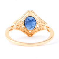 1.36 Ct Oval Mixed Cut Natural Sapphire 14K Gold Ring