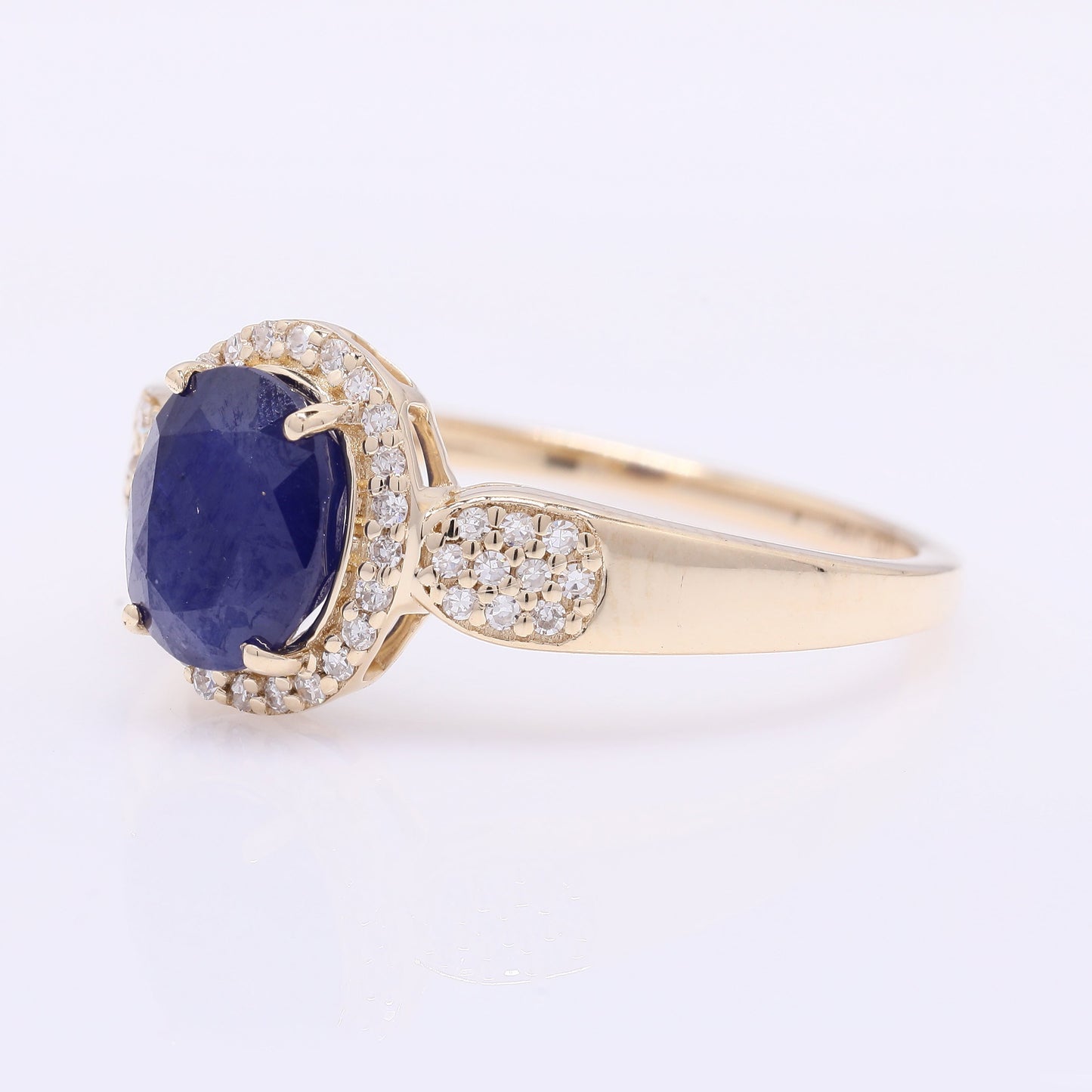 1.84 Ct Oval Mixed Cut Natural Sapphire 14K Gold Ring