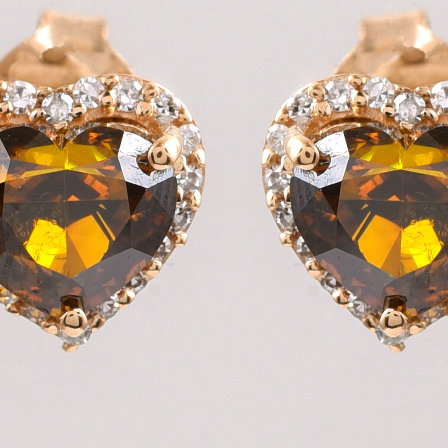 1.84 Ct Heart Red Diamond 14K Gold Earrings