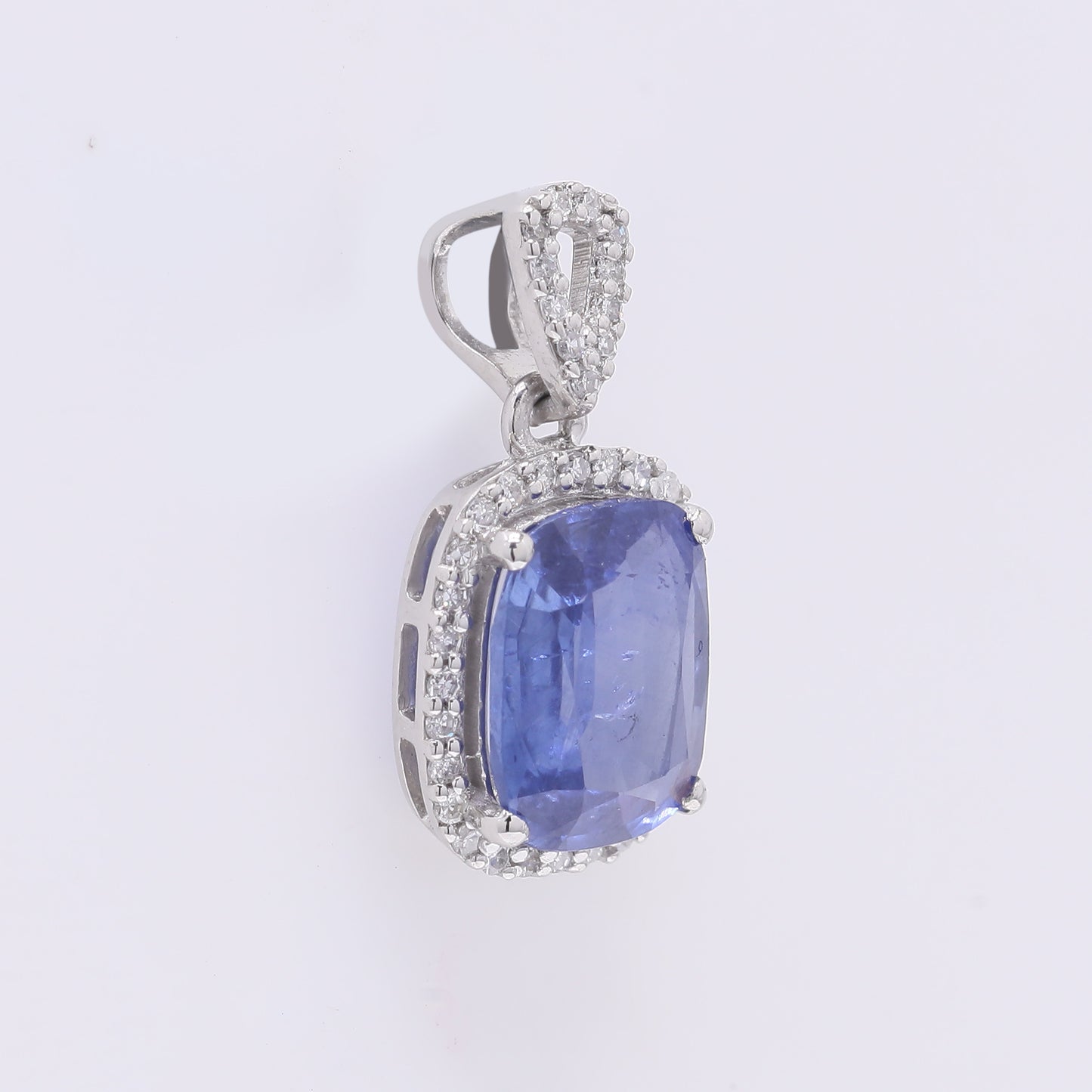 2.19 Ct Cushion Mixed Cut Natural Sapphire 950 Platinum Pendant