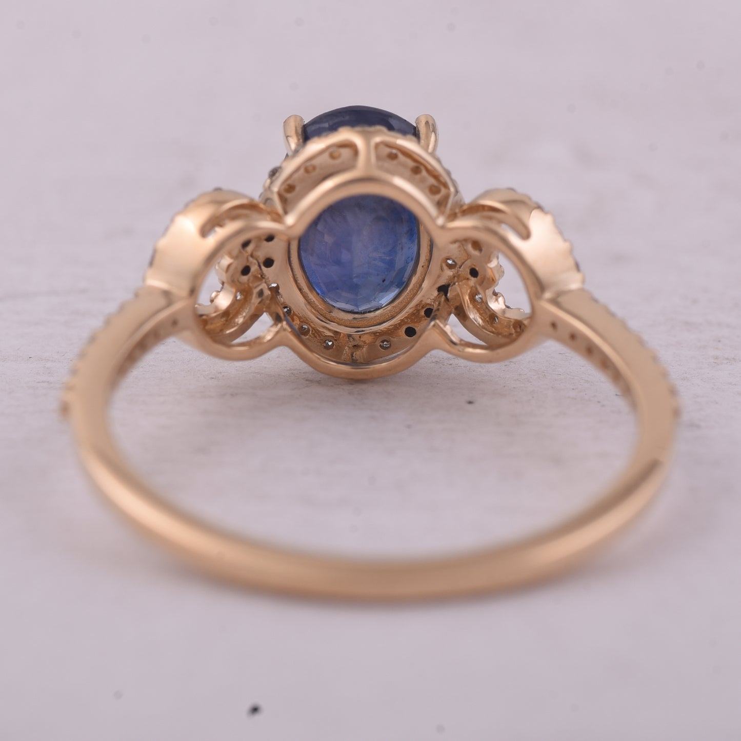 2.25 Ct Oval Mixed Cut Natural Sapphire 14K Gold Ring