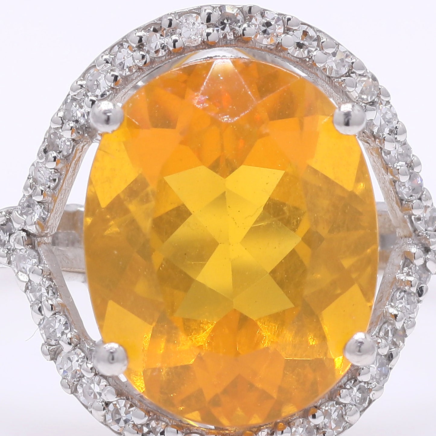 1.98 Ct Oval Mixed Cut Natural Fire Opal 950 Platinum Ring