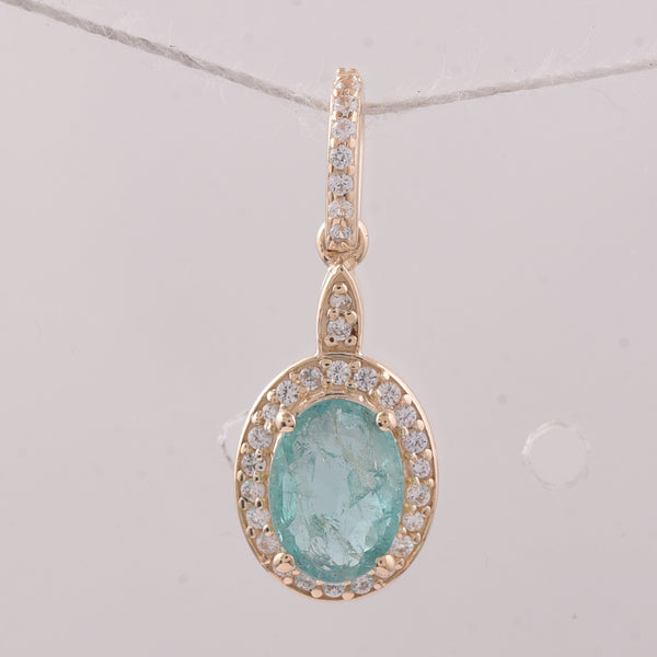 0.91 Ct Oval Emerald 9K Gold Pendant