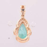 1.67 Ct Pear Mixed Cut Natural Emerald 14K Gold Pendant