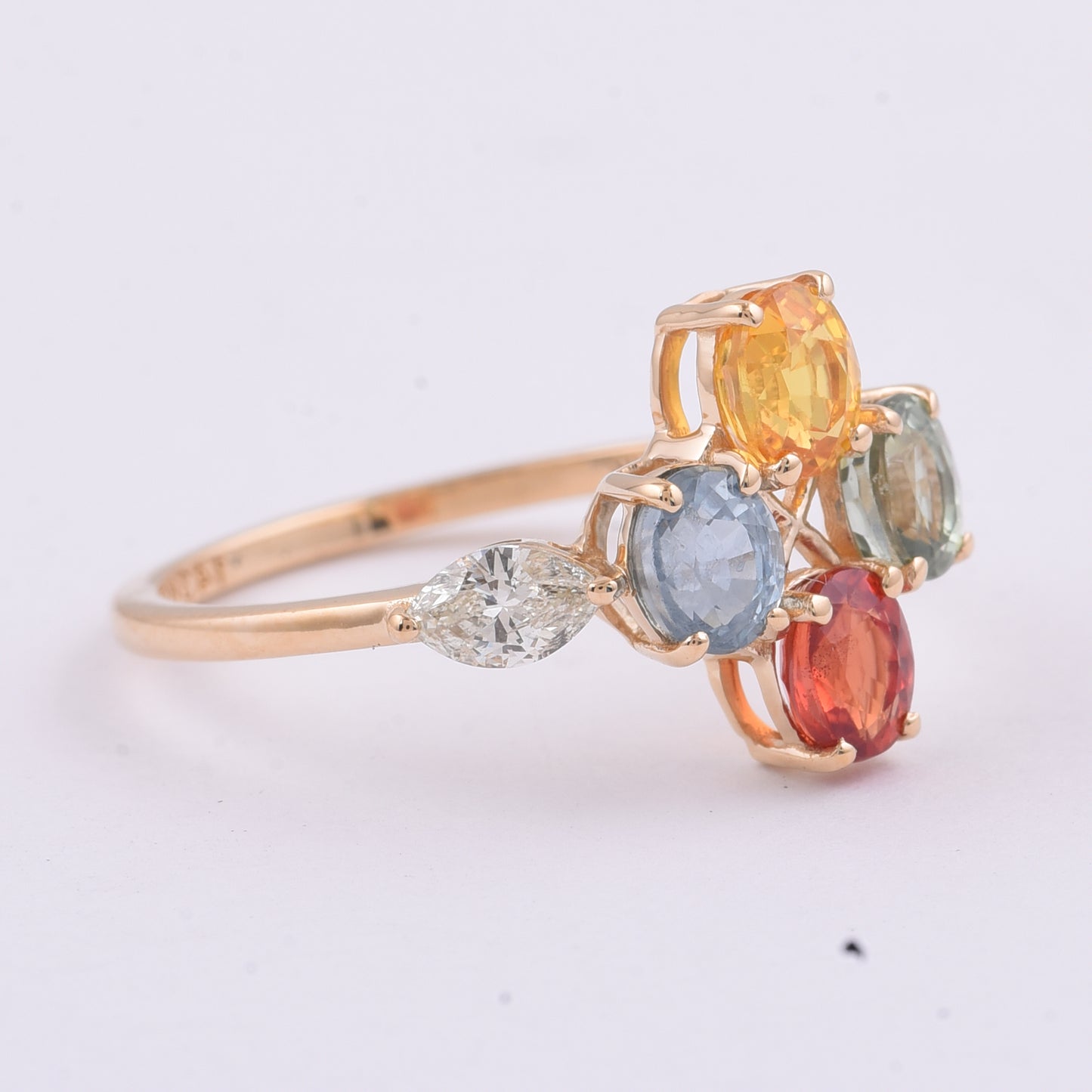 2.48 Ct Oval Natural Multi-Coloured Sapphire 14K Gold Ring