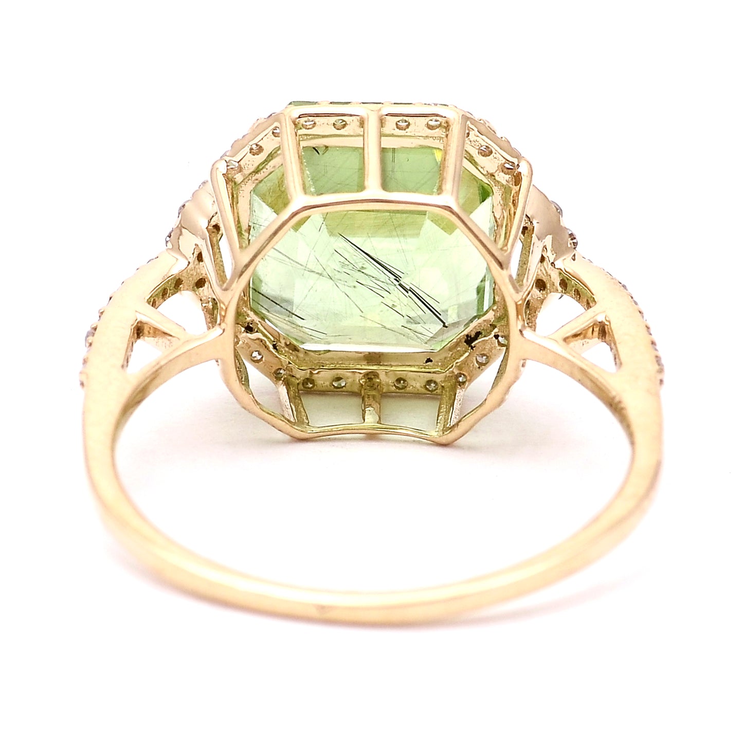 5.63 Ct Octagon Natural Eridot 14K Gold Ring