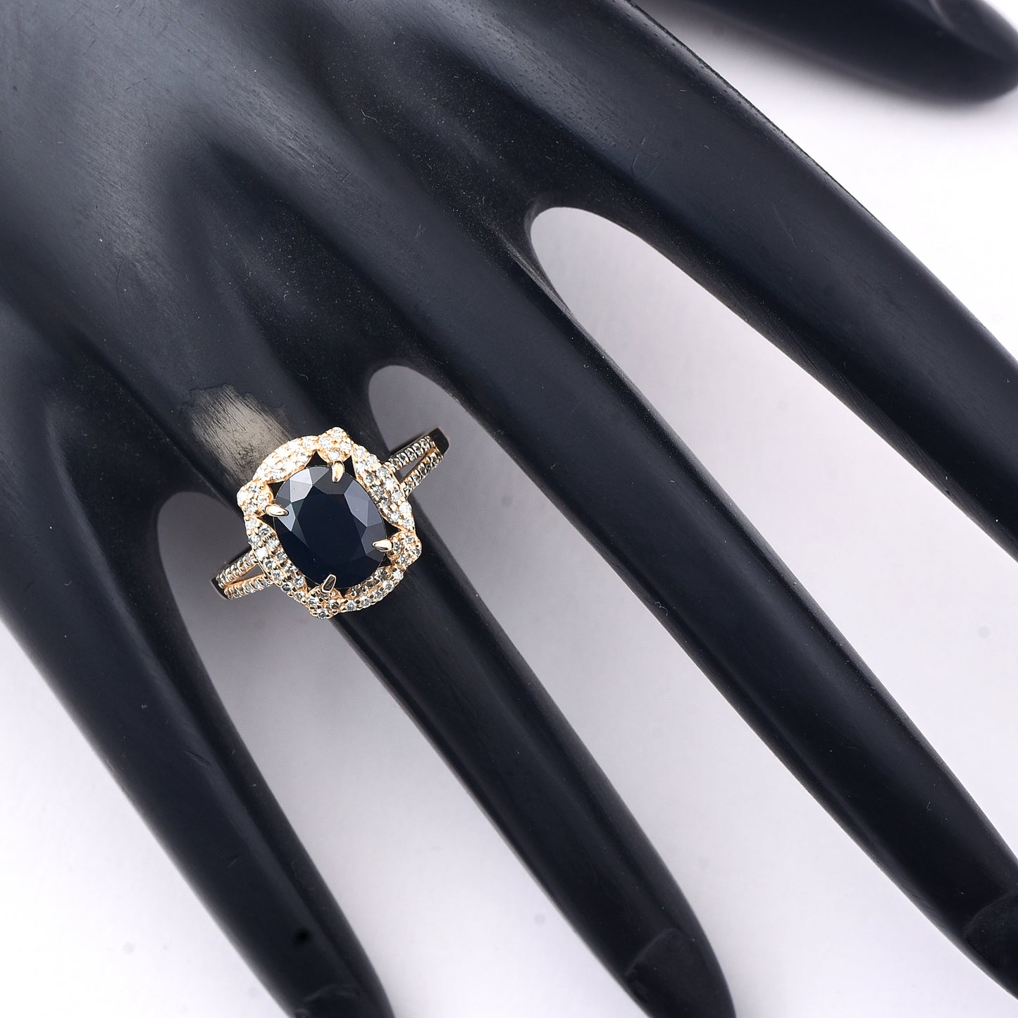 2.83 Ct Oval Mixed Cut Natural Sapphire 14K Gold Ring
