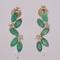 1.46 Ct Marquise Natural Emerald 14K Gold Earrings