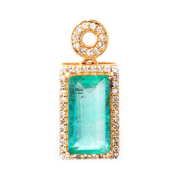 1.55 Ct Octagon Step Cut Natural Emerald 14K Gold Pendant