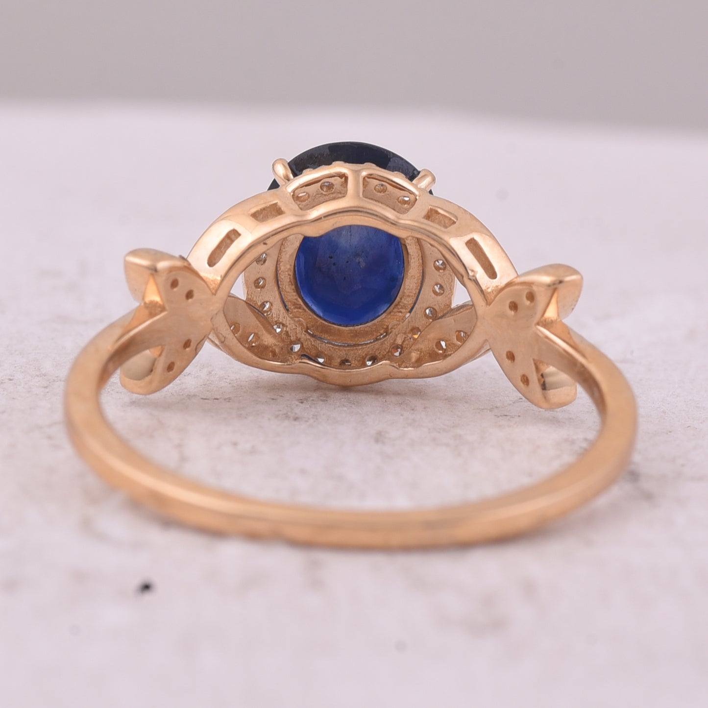 1.71 Ct Oval Mixed Cut Natural Sapphire 14K Gold Ring