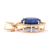 3.59 Ct Oval Mixed Cut Natural Sapphire 14K Gold Pendant