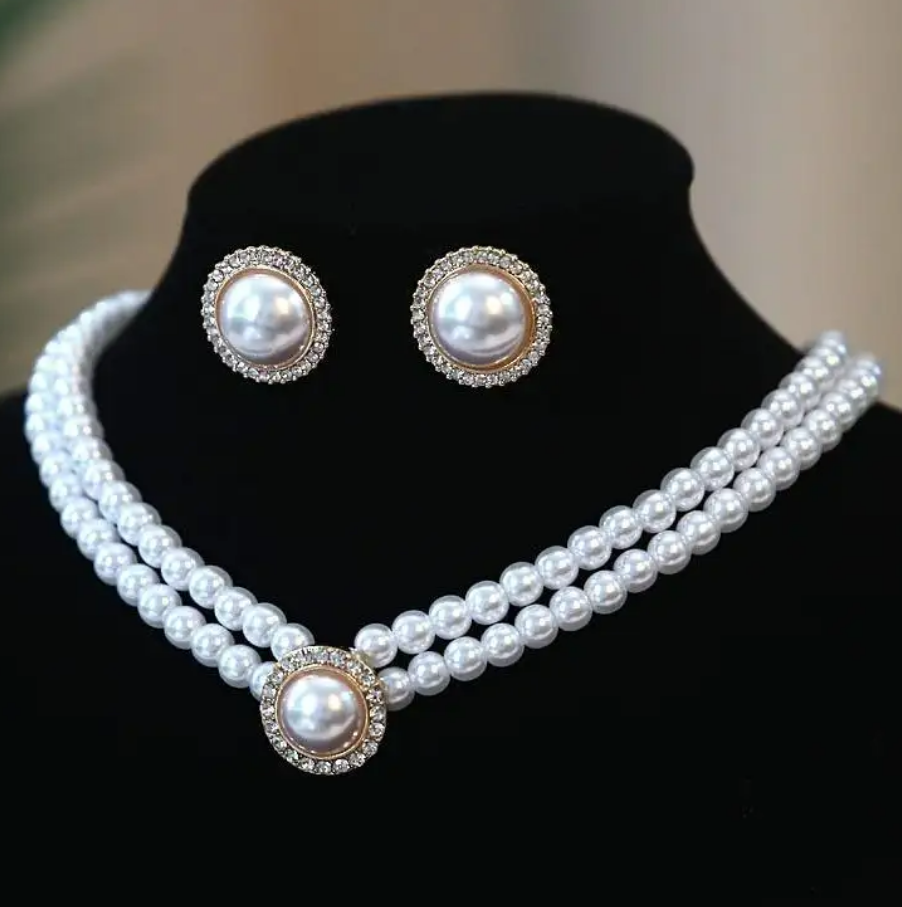 Imitation Pearl Gold Plated Brass Necklace