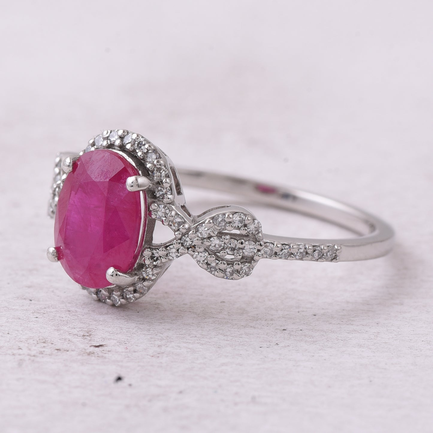 2.06 Ct Oval Mixed Cut Natural Ruby 950 Platinum Ring