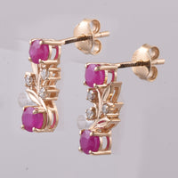 1.47 Ct Round Natural Ruby 14K Gold Earrings