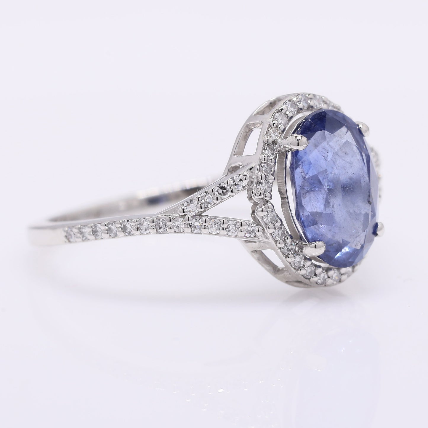 2.21 Ct Oval Mixed Cut Natural Sapphire 950 Platinum Ring