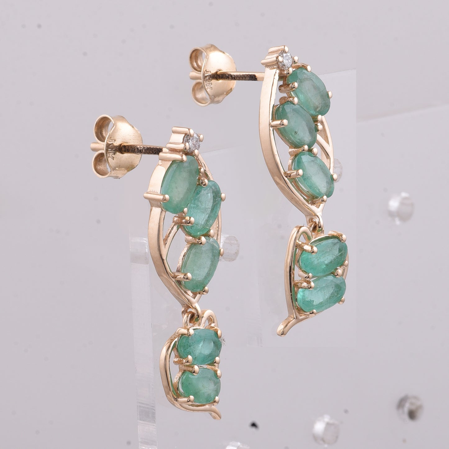 2.51 Ct Oval Natural Emerald 14K Gold Earrings