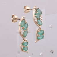 2.51 Ct Oval Natural Emerald 14K Gold Earrings