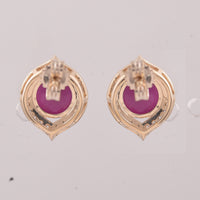 2.91 Ct Round Ruby 9K Gold Earrings