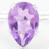 2.58 Ct Pear Amethyst, 925 Sterling Silver Ring