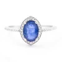 1.55 Ct Oval Mixed Cut Natural Sapphire 950 Platinum Ring