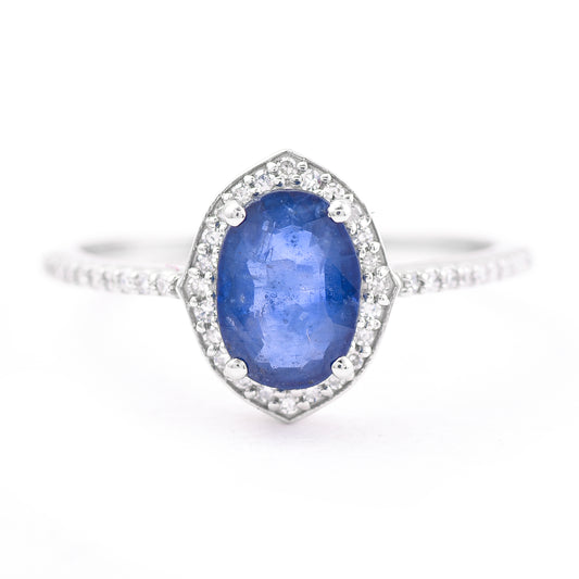 1.55 Ct Oval Mixed Cut Natural Sapphire 950 Platinum Ring